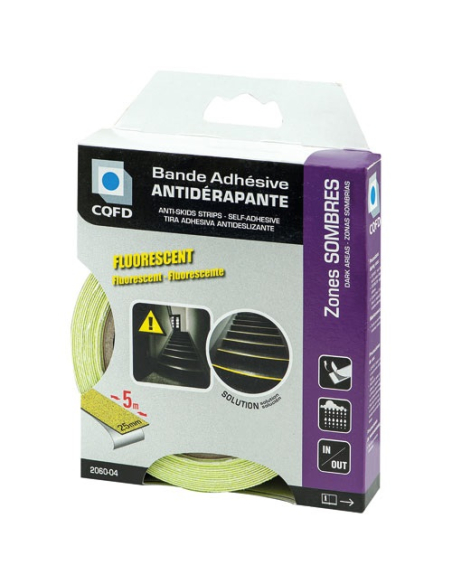 bande adhésive antidérapante fluo 25 mm x 5 m - cqfd