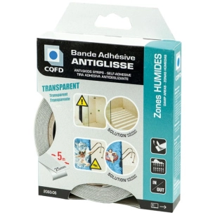bande adhésive antiglisse transparente 25 mm x 5 m - cqfd