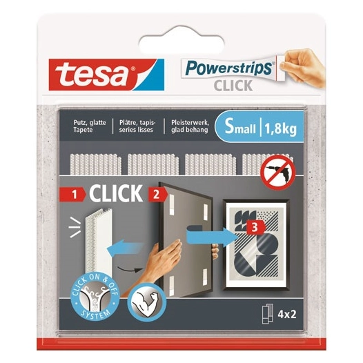adhésif powerstrips click 4x2 taille s - tesa