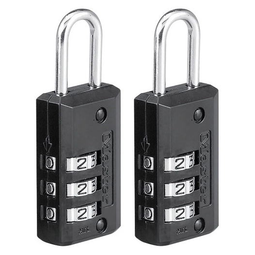 cadenas combinaison 3 chiffres noir 20 mm lot de 2 - master lock
