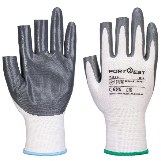 gant grip 13 en nitrile (12 paires) - taille l - blanc/gris - portwest