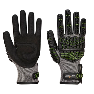 gant anti impact en mousse nitrile cutf - taille xs - noir/vert - portwest