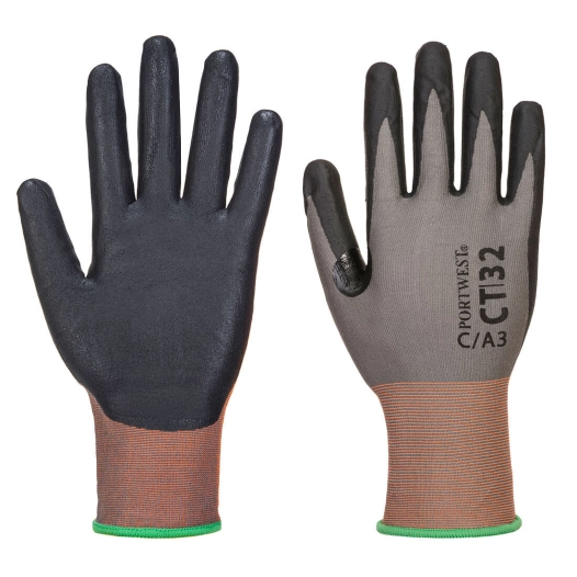 gant ct anti coupure c mousse nitrile c18 - taille xxxl - gris/noir - portwest