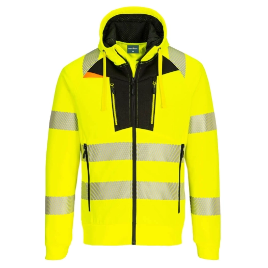 dx4 - sweat à capuche zippé haute-visibilité - taille m - jaune/noir - portwest