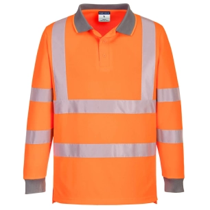 polo eco haute visibilité l/s (pack de 6) - taille s - orange - portwest