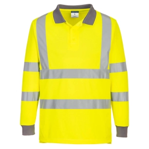 polo eco haute visibilité l/s (pack de 6) - taille l - jaune - portwest