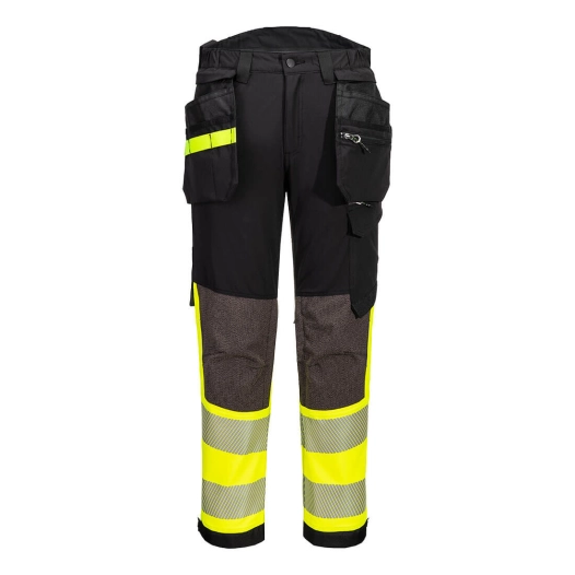Pantalon stretch ev4 haute-visibilité classe 1 avec poches flottantes démontables - taille 50 - jaune/noir short - PORTWEST