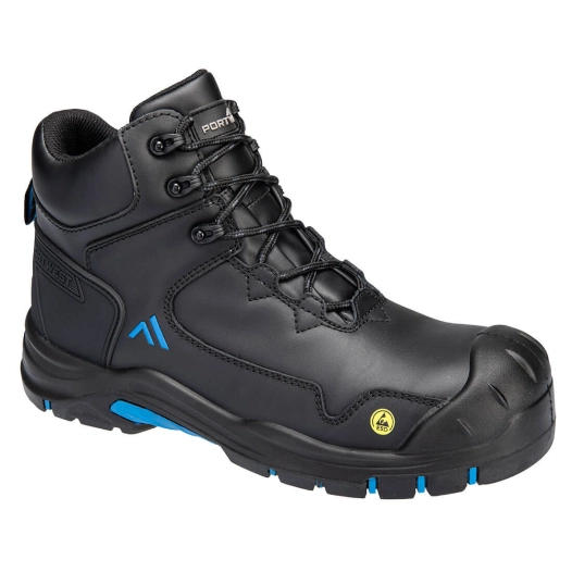 chaussure montante apex s3s esd hro sr sc fo - taille 36 - noir/bleu - portwest