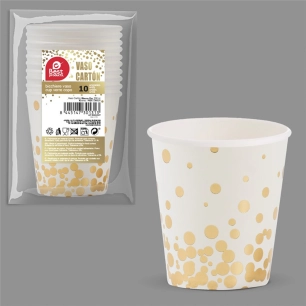 gobelet en carton 200 cc, blanc / or. 10 unités