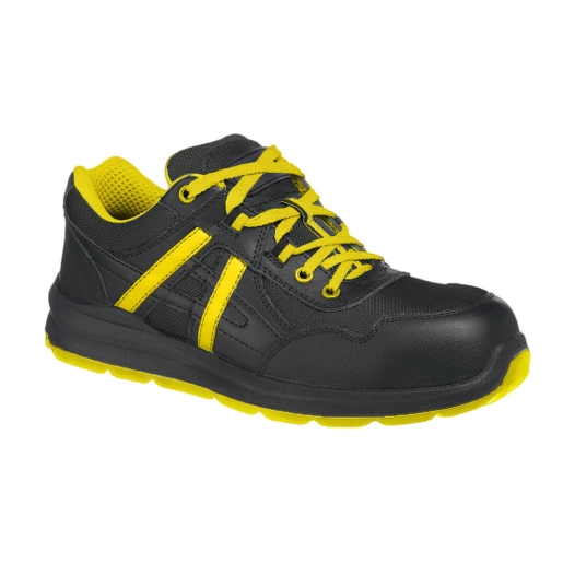 portwest compositelite mersey trainer s1p - taille 43 - noir/jaune - portwest