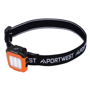 lampe de casquette led multifonction rechargeable par usb - orange/noir - portwest