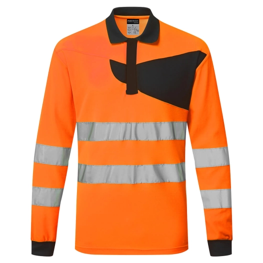 polo haute visibilité ml pw2 - taille m - orange/noir - portwest