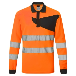 polo haute visibilité ml pw2 - taille m - orange/noir - portwest