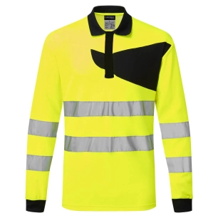 polo haute visibilité ml pw2 - taille m - jaune/noir - portwest