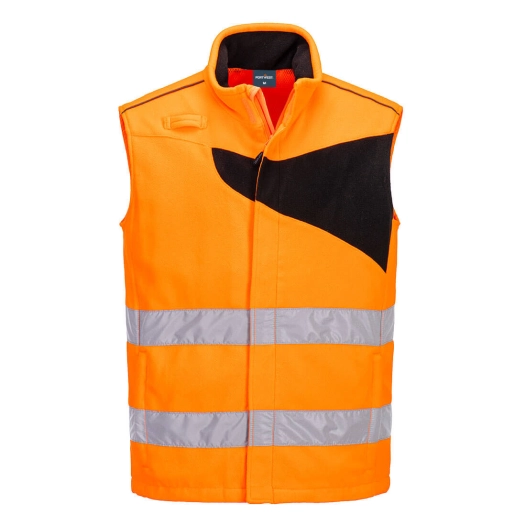 gilet sans manches polaire haute-visibilité pw2 - taille m - orange/noir - portwest