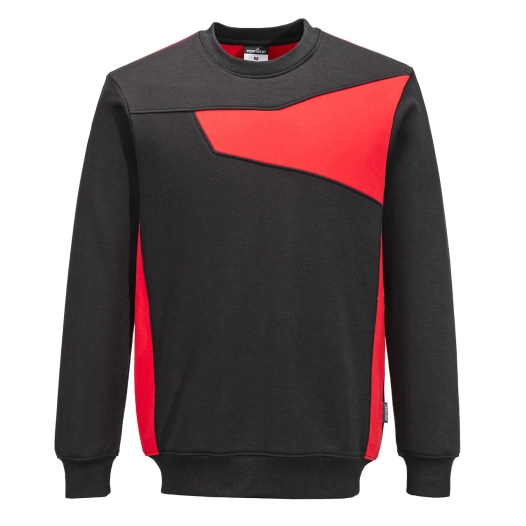 sweat-shirt ras du cou pw2 - taille xxxl - noir/rouge - portwest