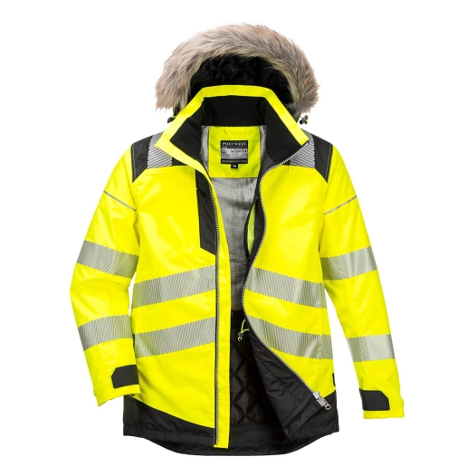 parka d'hiver haute visibilité pw3 - taille 4xl - jaune/noir - portwest