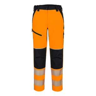 pantalon stretch hv femme pw3 - taille m - orange/noir - portwest