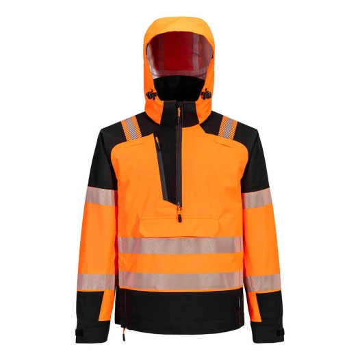 veste imperméable à capuche haute visibilité pw3 (3l) - taille xxxl - orange/noir - portwest