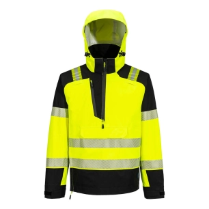 veste imperméable à capuche haute visibilité pw3 (3l) - taille 4xl - jaune/noir - portwest