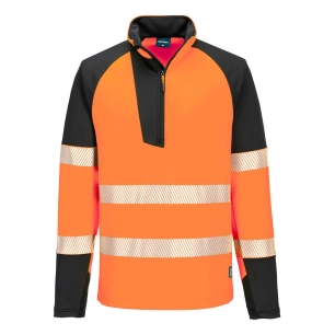 pw3 hi-vis sweatshirt zippé - taille 4xl - orange/noir - portwest