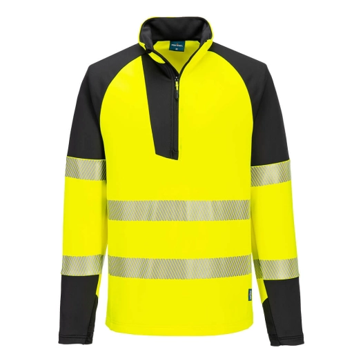 pw3 hi-vis sweatshirt zippé - taille s - jaune/noir - portwest