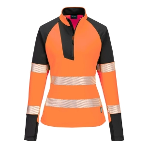 sweatshirt zippé hv pour femme pw3 - taille l - orange/noir - portwest