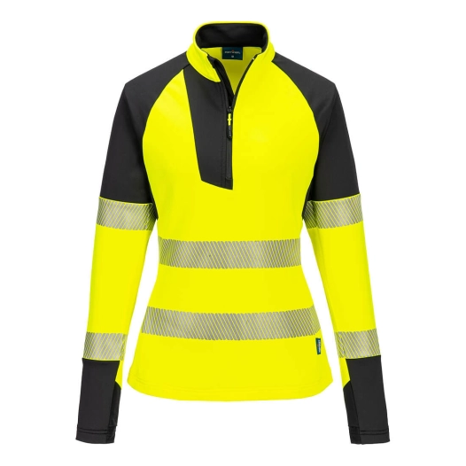 sweatshirt zippé hv pour femme pw3 - taille s - jaune/noir - portwest