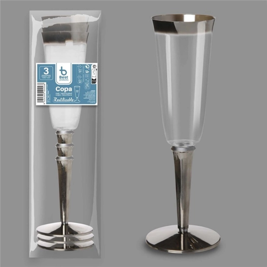 verre cava réutilisable, 3 unités. capacité 180 cm