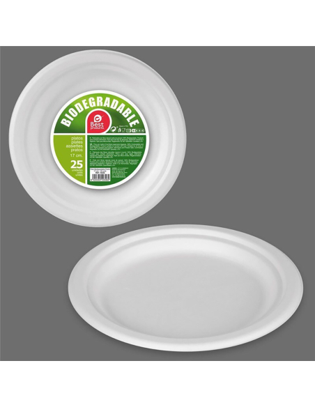 Assiette Dessert Biodégradable Écologique, compostable, ø17 cm - BEST PRODUCTS