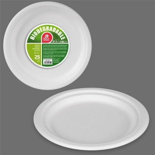 assiette biodégradable extra grande ø25 cm, 25 unités