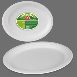 assiette ovale biodégradable ø32 cm, 25 unités