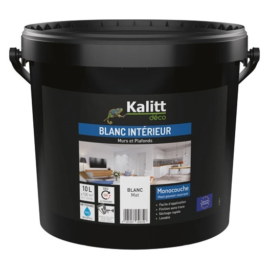 peinture murs et plafonds monocouche mat 10 l blanc - kalitt deco