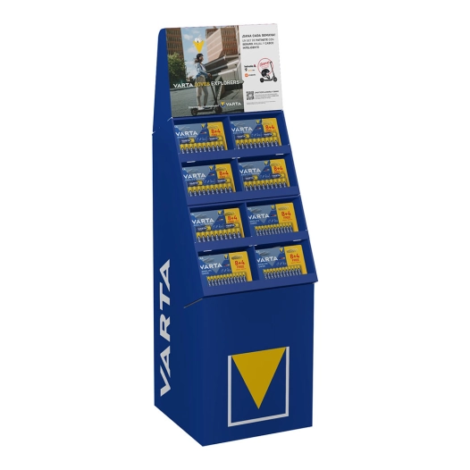présentoir promotionnel longlife power 8 4, 89 packs (50 packs aa 39 packs aaa) varta