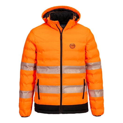 doudoune chauffante haute visibilité par ultrasons - taille s - orange/noir - portwest