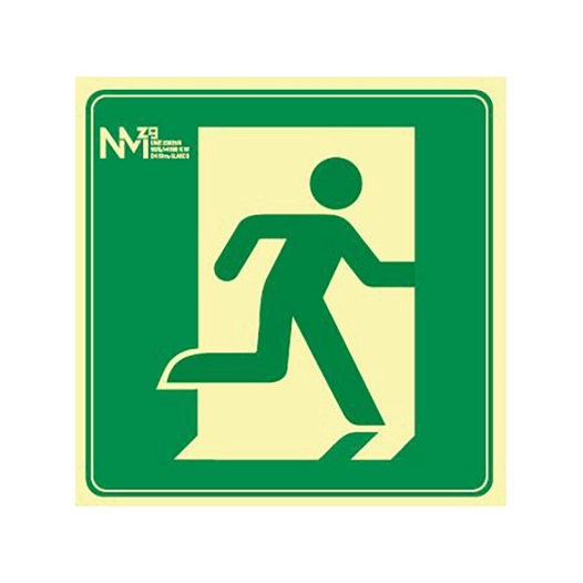 panneau d'évacuation sortie gauche classe b, pvc 0,7mm, 21 x 21 cm