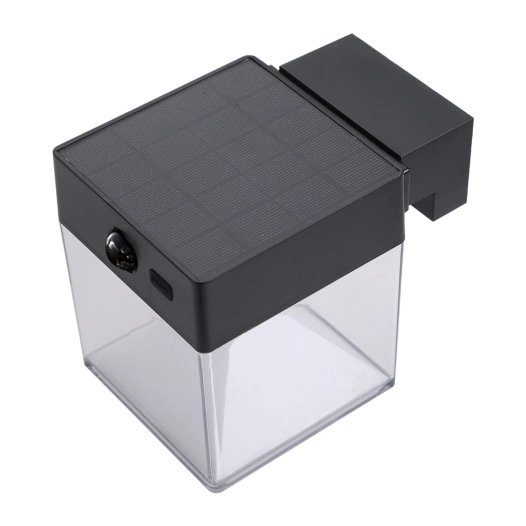 applique solaire carrée 4w 500lm, 3 000/4 000/6 500k, avec capteur, noir