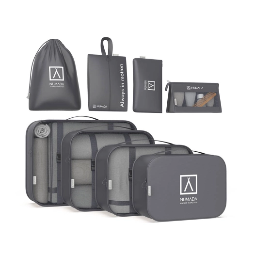 organisateur de valise gris foncé. 8 pièces