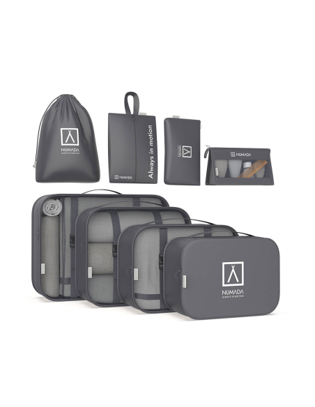organisateur de valise gris foncé. 8 pièces