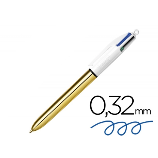 stylo 4 couleurs corps or, pointe 1 mm