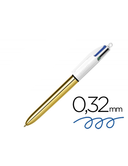 BIC 4 Couleurs Or Stylo polyvalent 4 couleurs, corps doré élégant - BIC