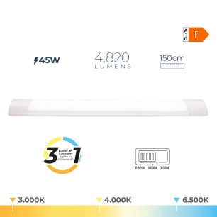bande led 45 w température de lumière variable 6500 k / 4000 k / 3000 k 4820 lm, 150 x 2,6 x 7,4 cm