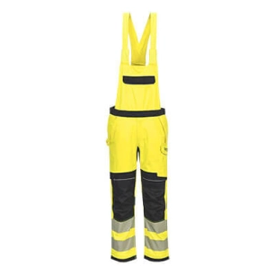 cotte à bretelles hv modaflame pw3 - taille s - jaune/noir - portwest