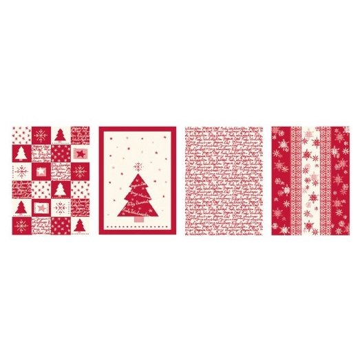 torchon coton noël red christmas 50 x 70 cm x 4 - tissages de beaulieu