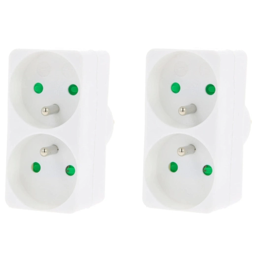 multiprise rectangulaire 2 x 16 a blanche lot de 2 - profile