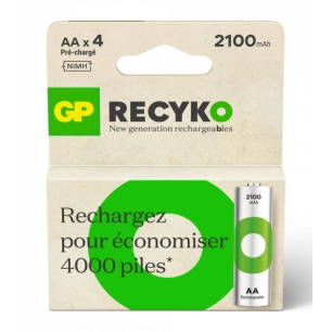 gp recyko piles rechargeables aa/lr06 2100 mah pack de 4 - gp