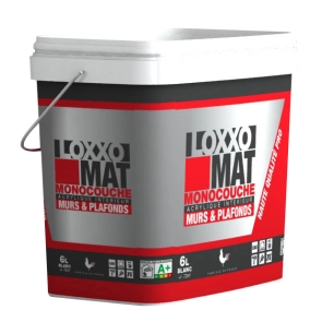 peinture acrylique mate monocouche murs & plafonds blanc 6 l - loxxo