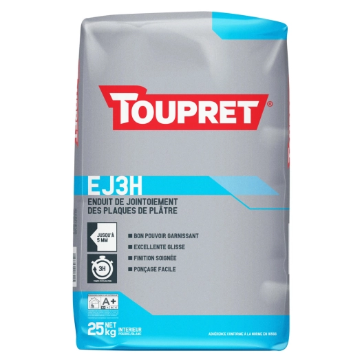 Enduit pour bandes à joints ej3h 25kg - TOUPRET