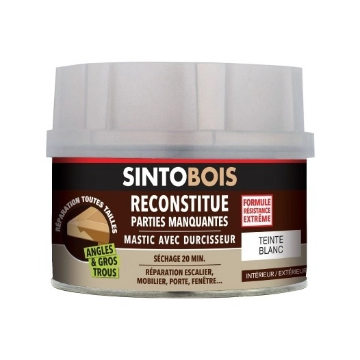 Sintobois mastic à bois avec durcisseur boîte 500 ml / 550 g blanc