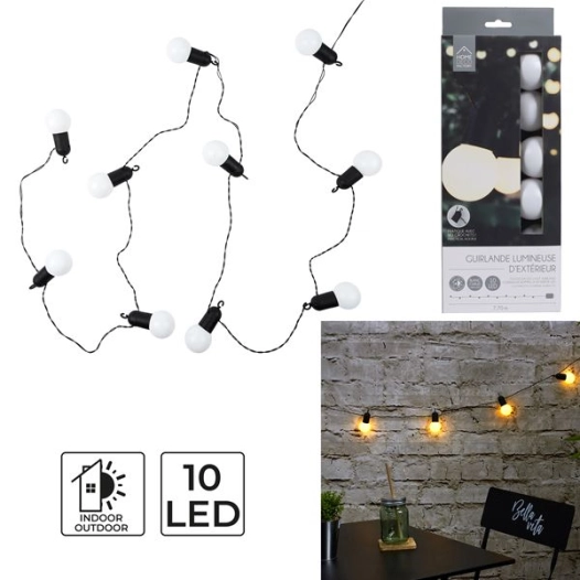 guirlande ampoule exterieur 10 leds 2m70 m6 - home deco factory